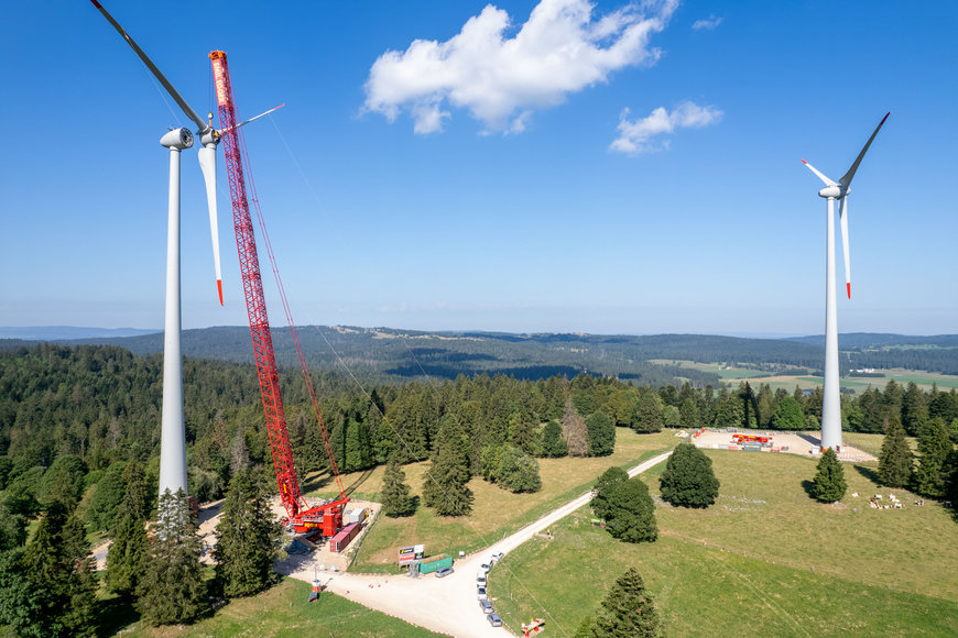 Liebherr-Raupenkrane bauen zweitgrößten Windpark der Schweiz